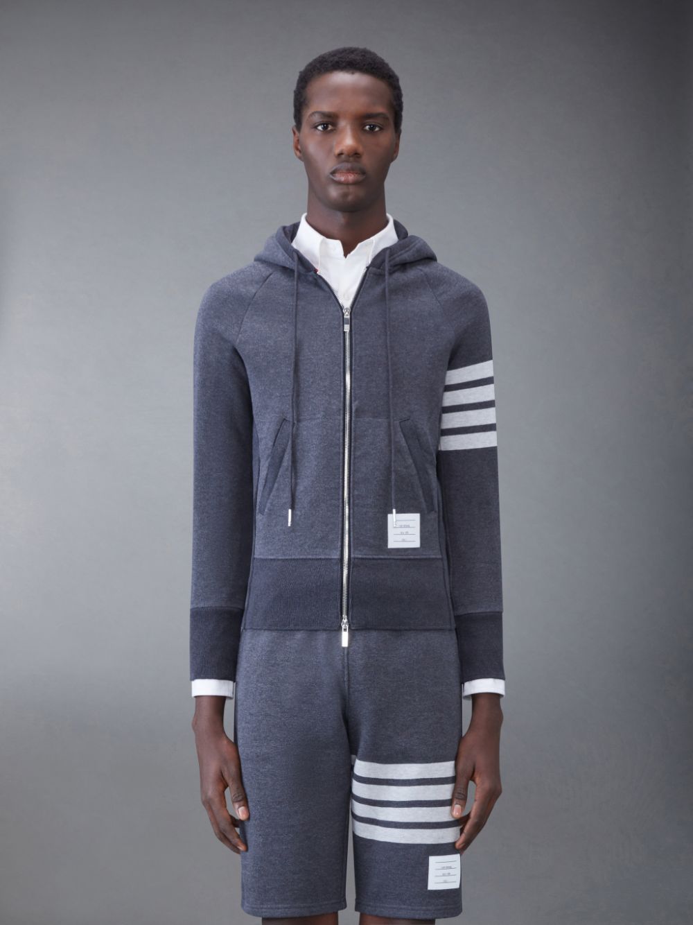 Thom Browne Classic Loopback 4-Bar Zip メンズ パーカー グレー | MJW79K00150