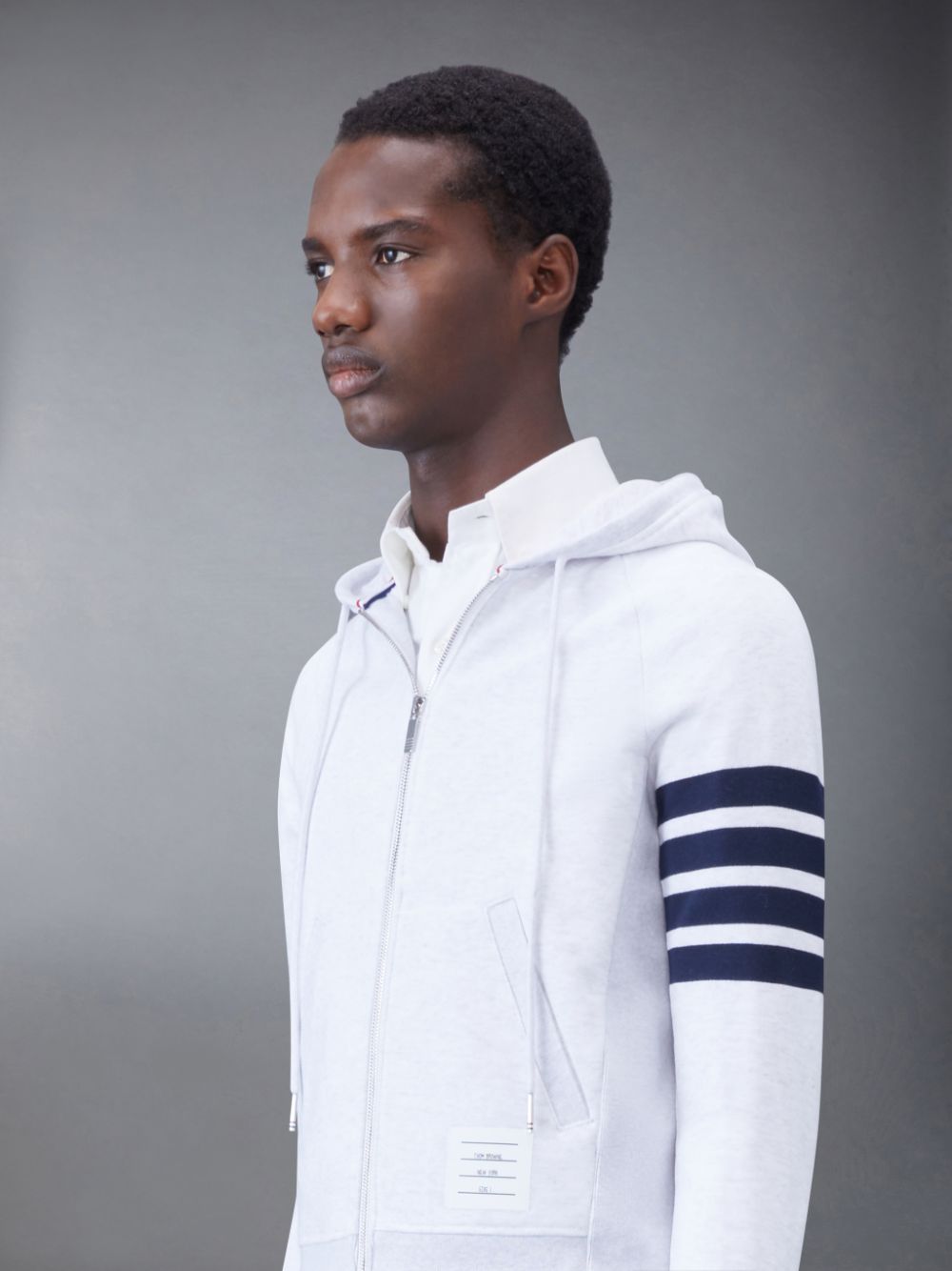 Thom Browne Classic Loopback 4-Bar Zip メンズ パーカー 白 | TLW70L52346