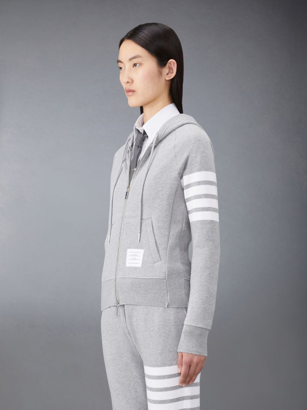 Thom Browne Classic Loopback Full Zip レディース パーカー グレー | IJE25V21459