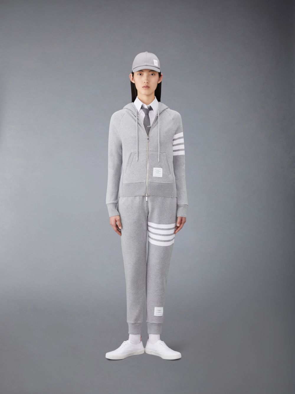 Thom Browne Classic Loopback Full Zip レディース パーカー グレー | IJE25V21459