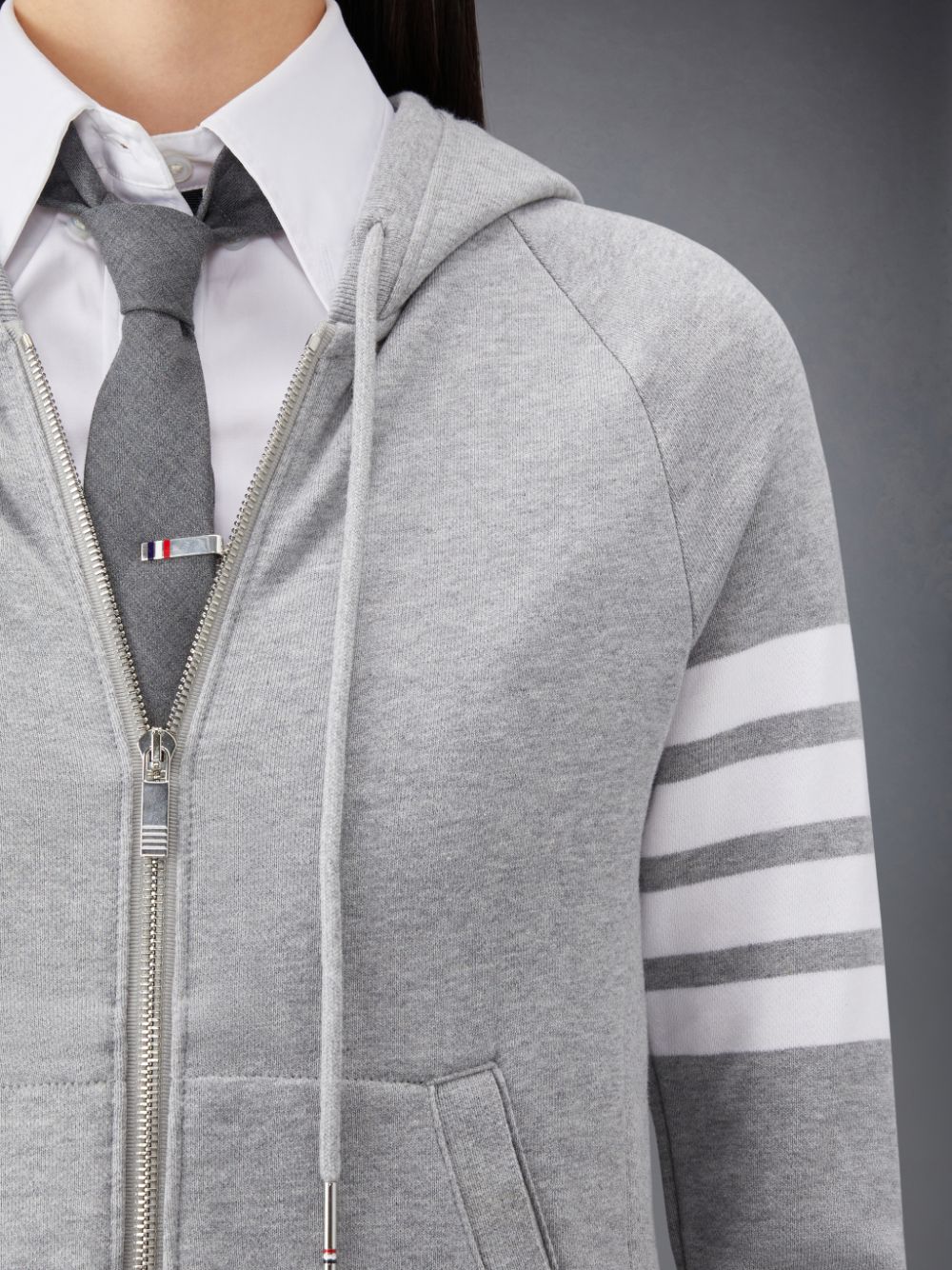 Thom Browne Classic Loopback Full Zip レディース パーカー グレー | IJE25V21459