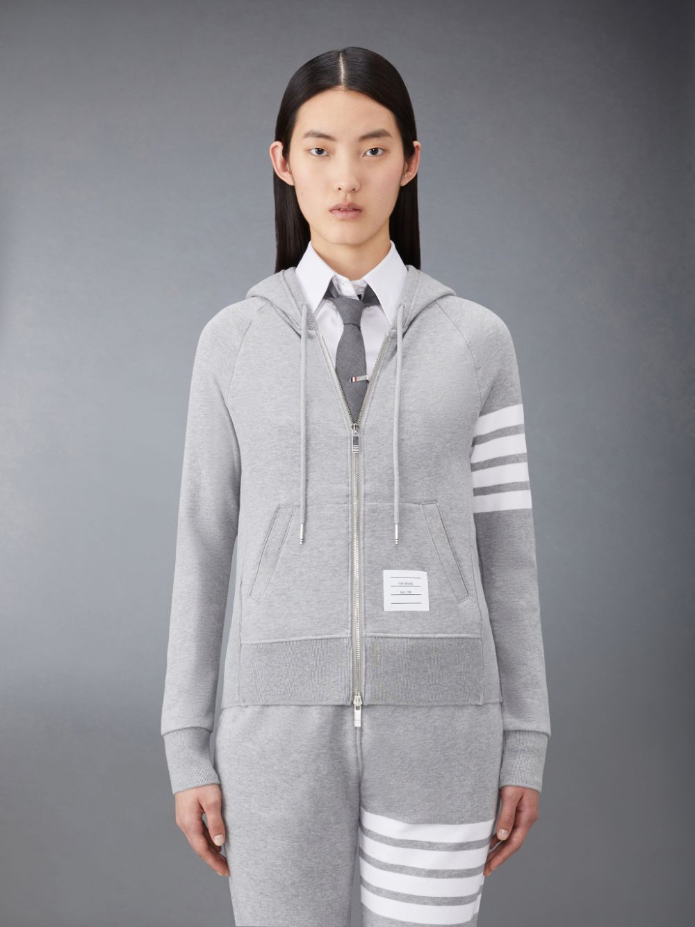 Thom Browne Classic Loopback Full Zip レディース パーカー グレー | IJE25V21459