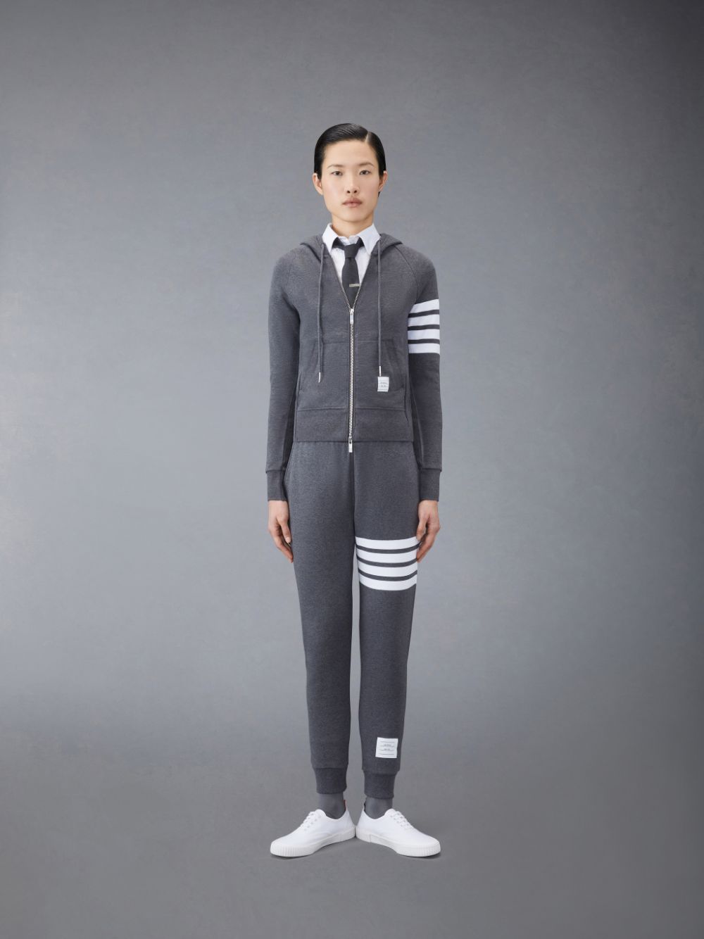 Thom Browne Classic Loopback Full Zip レディース パーカー グレー | JON73U04919