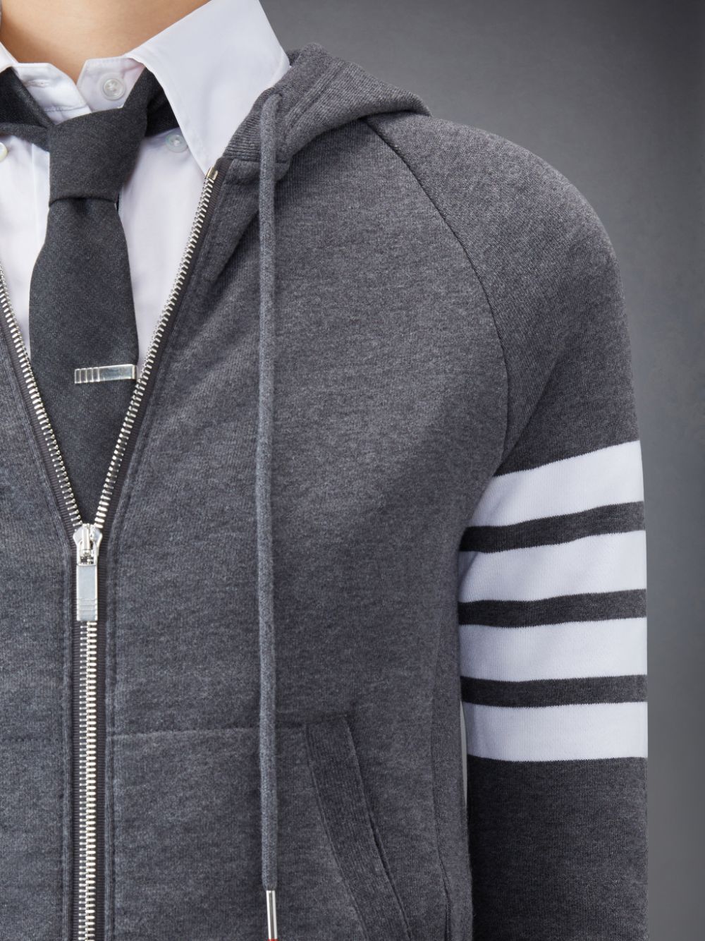 Thom Browne Classic Loopback Full Zip レディース パーカー グレー | JON73U04919