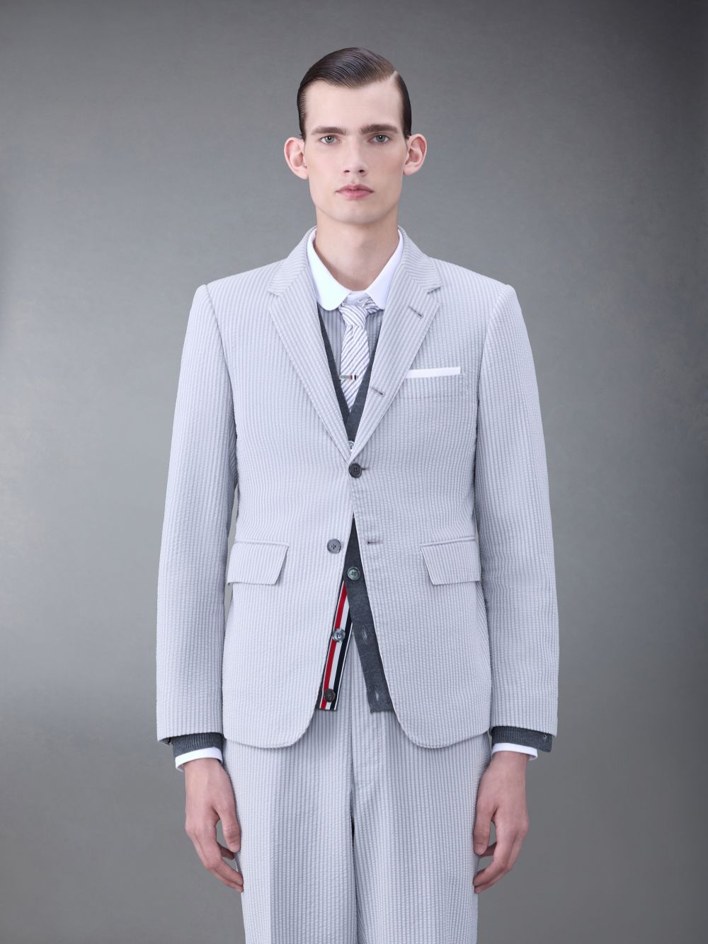 Thom Browne Classic Seersucker Sport メンズ コート グレー | IAG08C32555