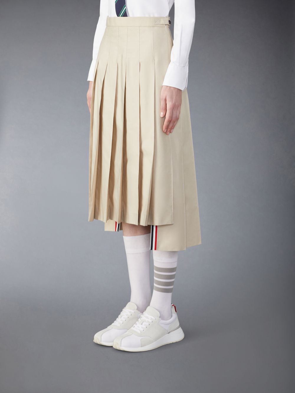 Thom Browne Classic Typewriter Midi Pleated レディース スカート ベージュ | XXH92W55391
