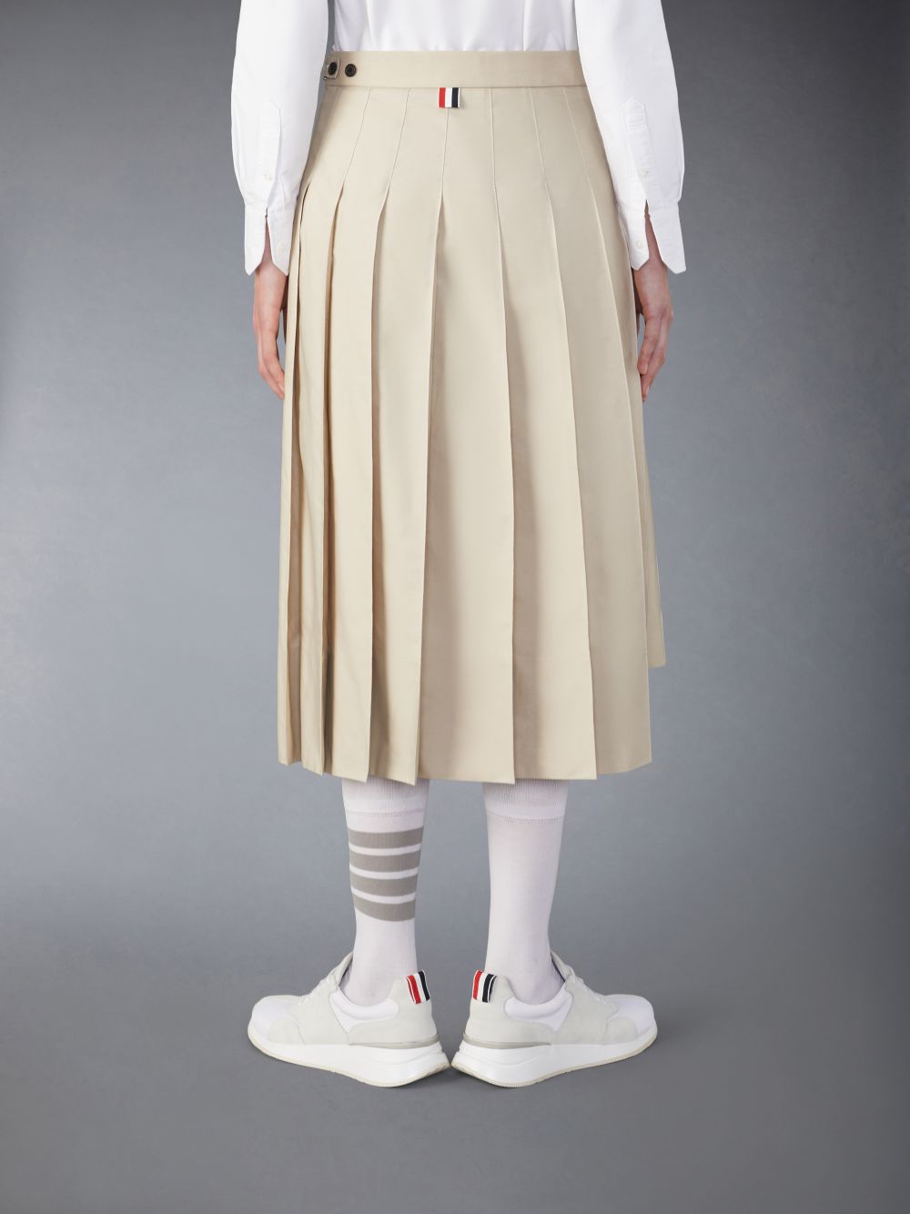 Thom Browne Classic Typewriter Midi Pleated レディース スカート ベージュ | XXH92W55391