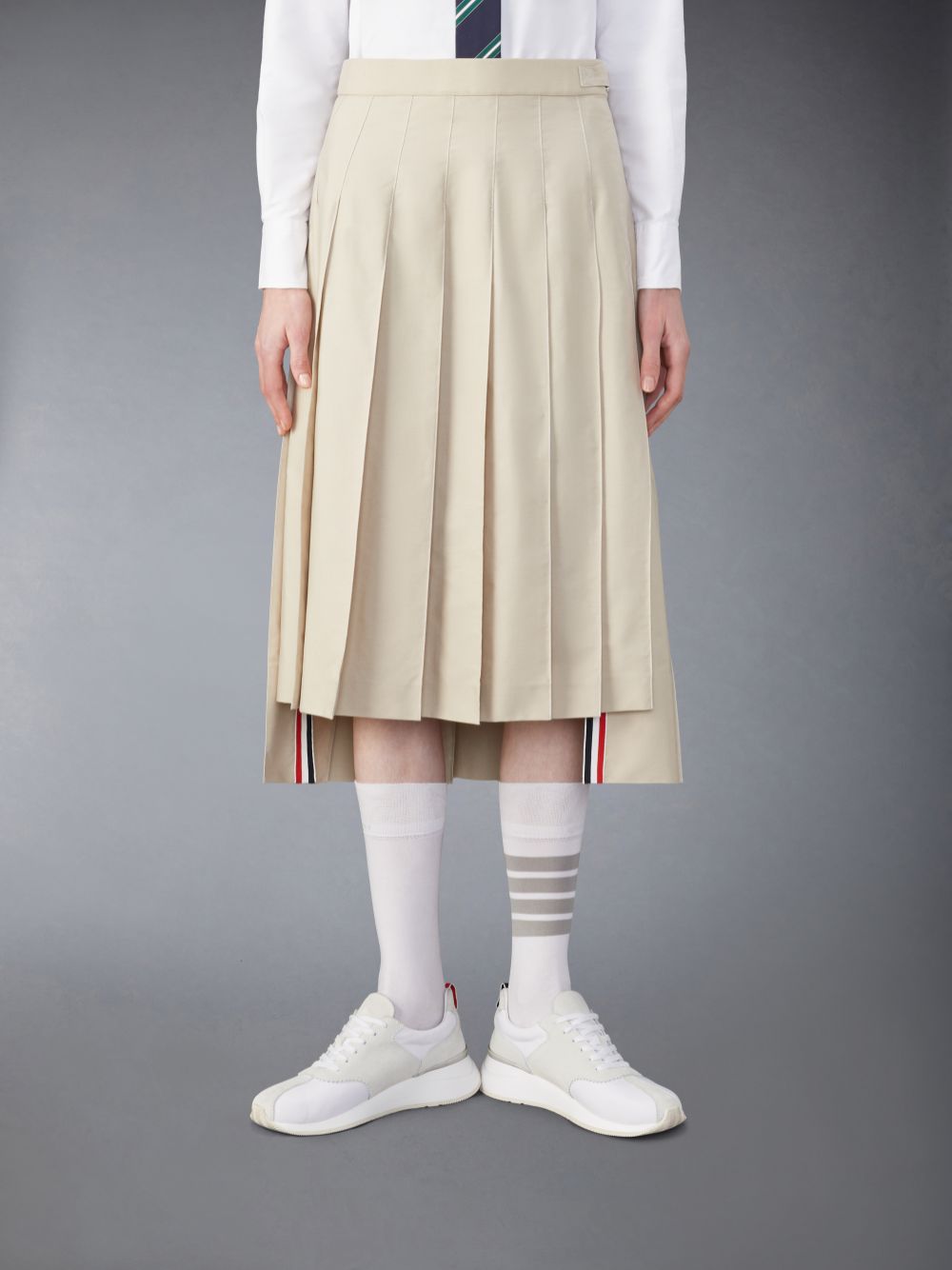 Thom Browne Classic Typewriter Midi Pleated レディース スカート ベージュ | XXH92W55391