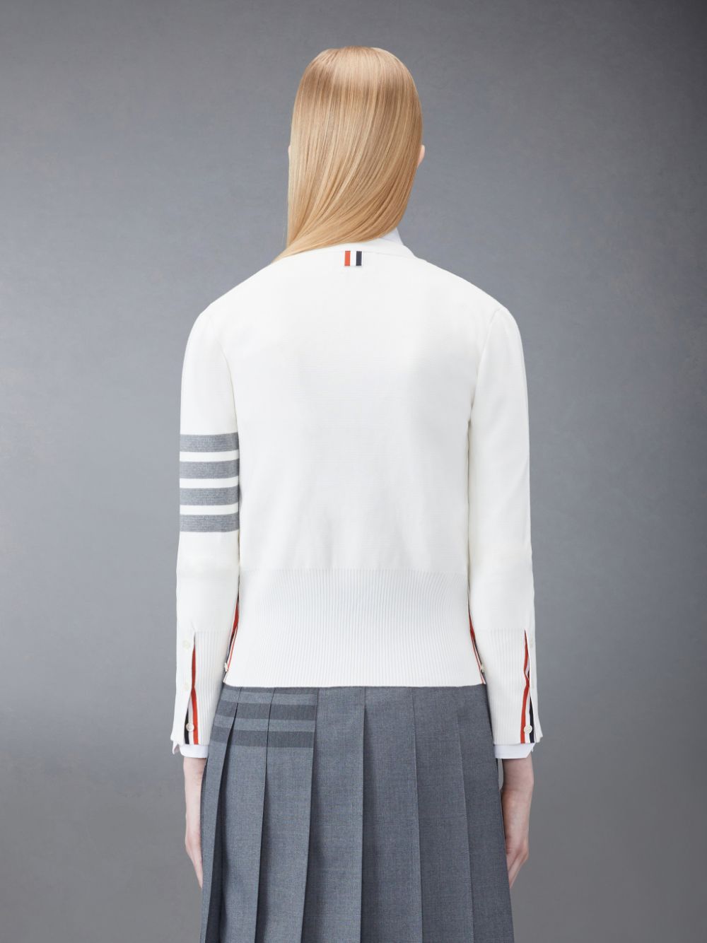 Thom Browne Cotton 4-Bar Milano Classic V-Neck レディース カーディガン 白 | WMT53C49494