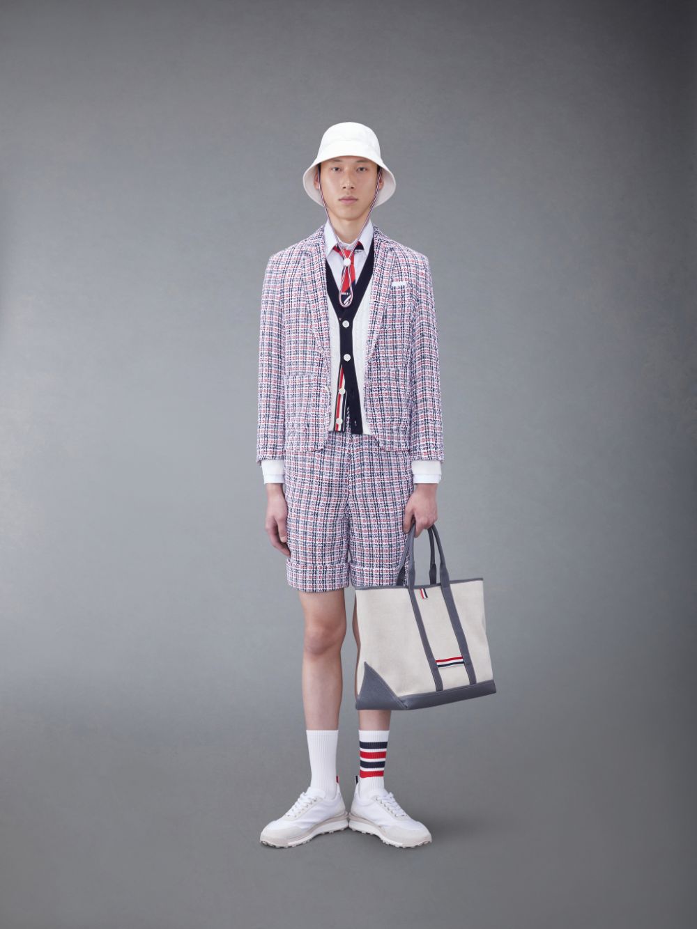 Thom Browne Cotton 4-Bar V-Neck Cable メンズ カーディガン 白 | IFB56J30791