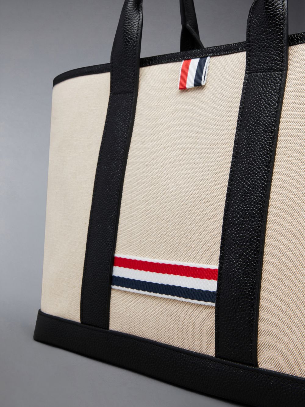 Thom Browne Cotton Canvas Leather Small Tool メンズ トートバッグ ベージュ | KTX44W93487