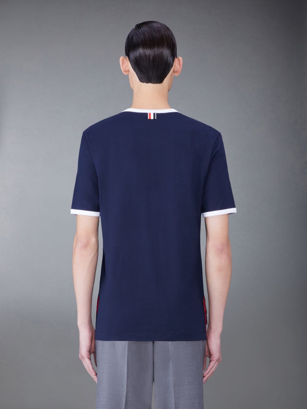 Thom Browne Cotton Contrast Trim メンズ Tシャツ ネイビー | DFF28N66953