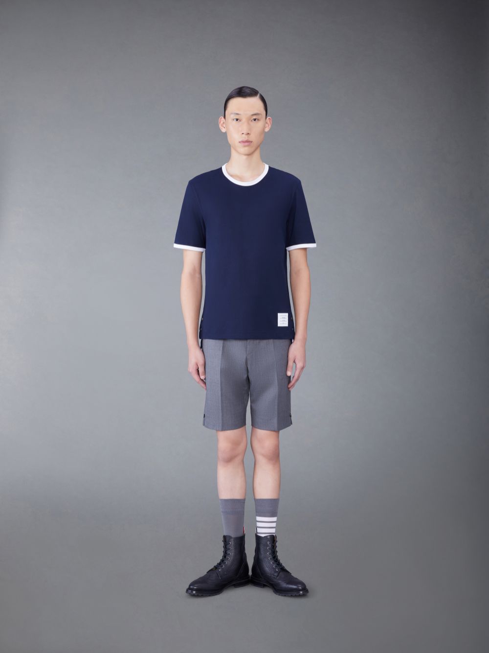 Thom Browne Cotton Contrast Trim メンズ Tシャツ ネイビー | DFF28N66953
