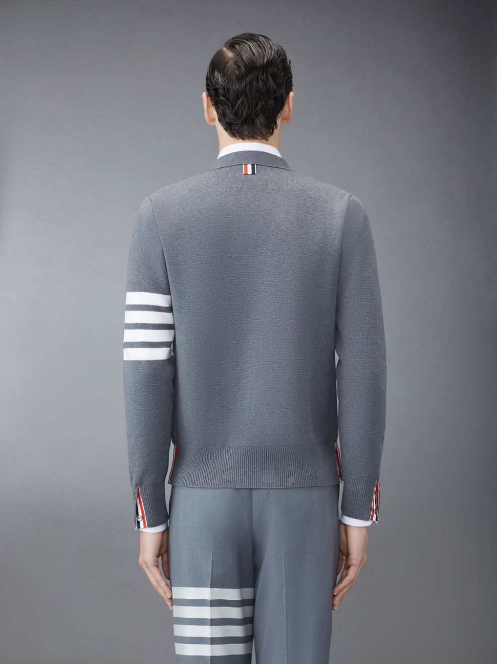 Thom Browne Cotton Crepe V-Neck メンズ カーディガン グレー | KZA04H49455