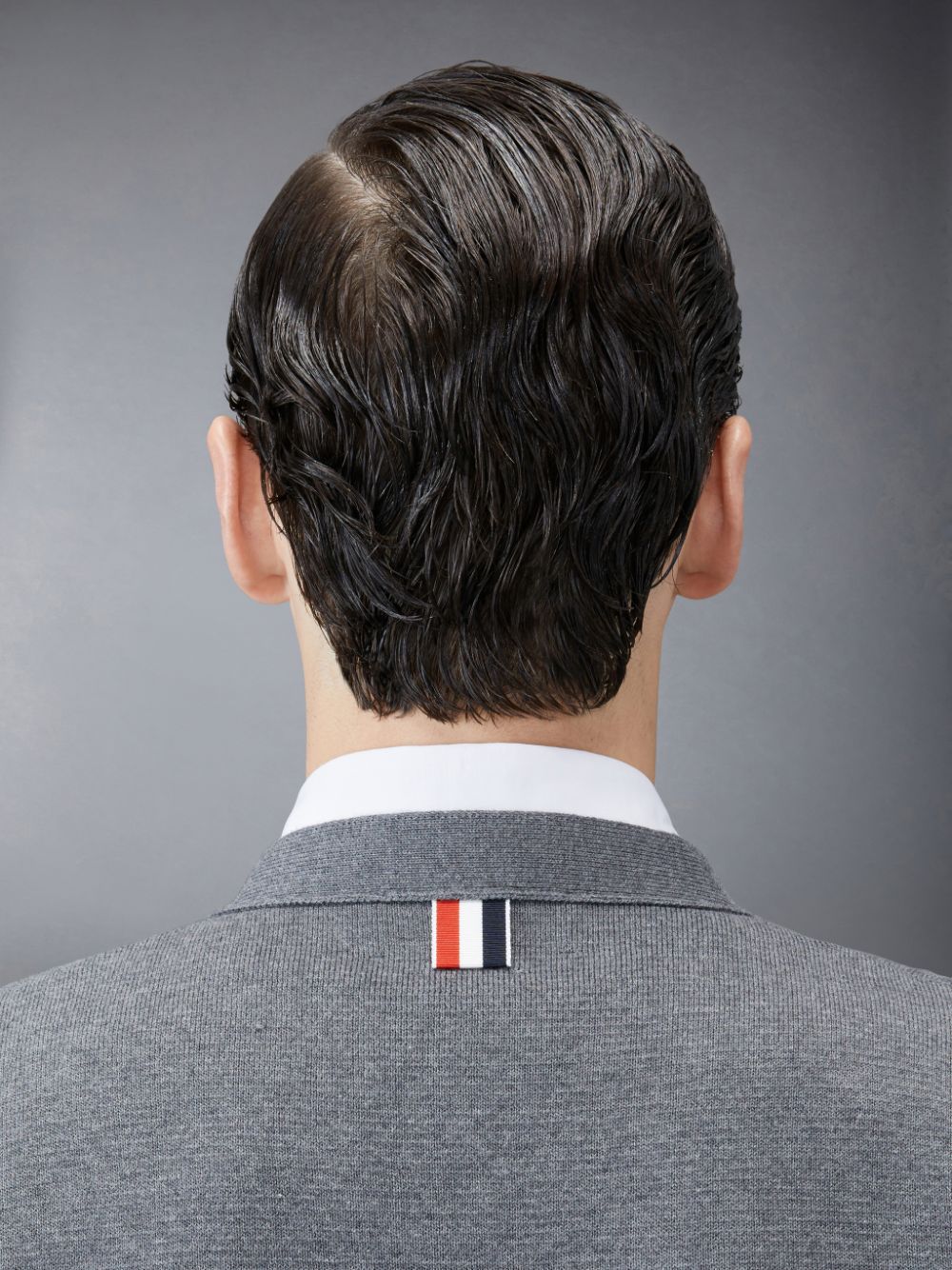 Thom Browne Cotton Crepe V-Neck メンズ カーディガン グレー | KZA04H49455