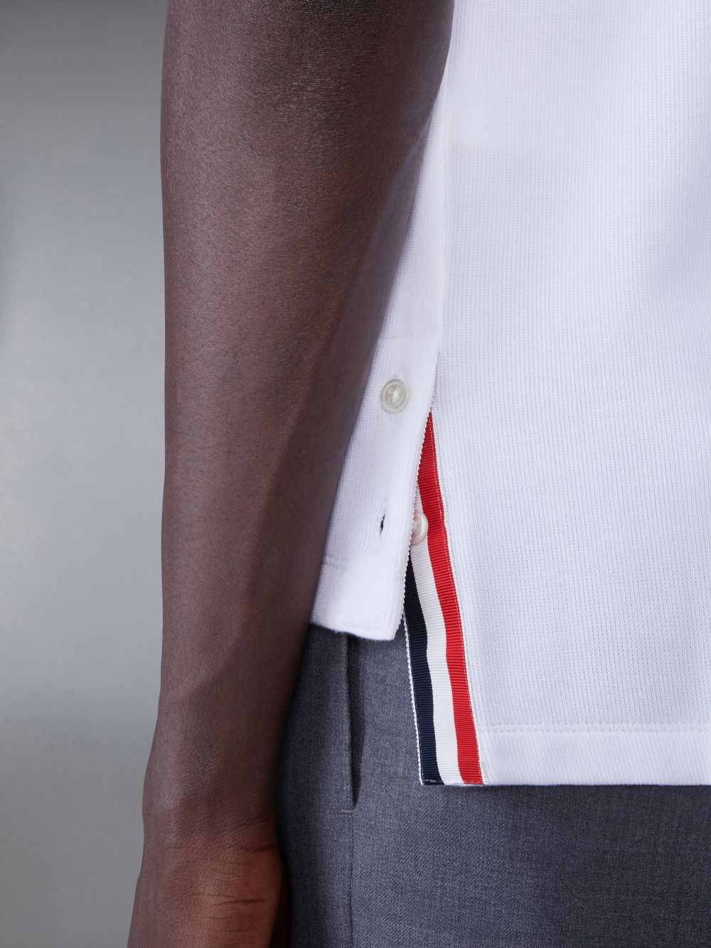 Thom Browne Cotton Interlock Short Sleeve Pocket メンズ ポロシャツ 白 | EIL42M95902