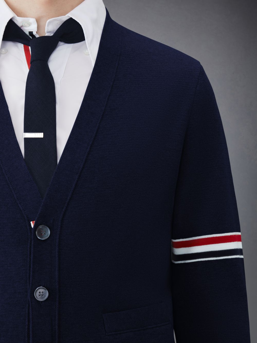 Thom Browne Cotton Milano V-Neck メンズ カーディガン 青 | SNL50K13665