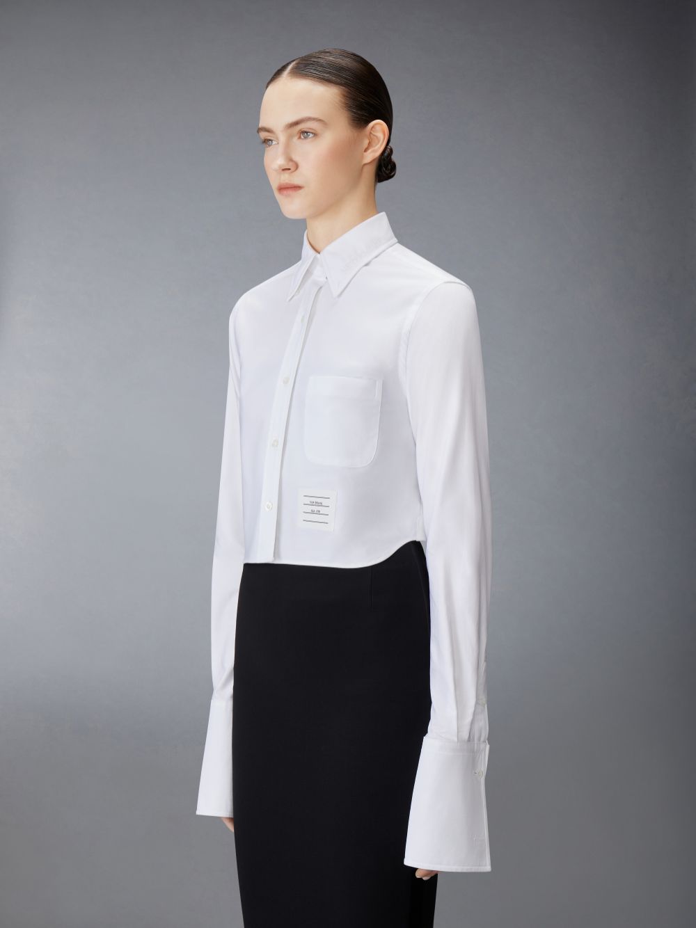 Thom Browne Cotton Nevermore Stitch Cropped レディース シャツ 白 | AHZ87C10876