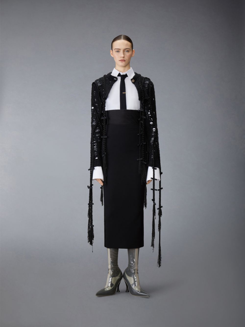 Thom Browne Cotton Nevermore Stitch Cropped レディース シャツ 白 | AHZ87C10876
