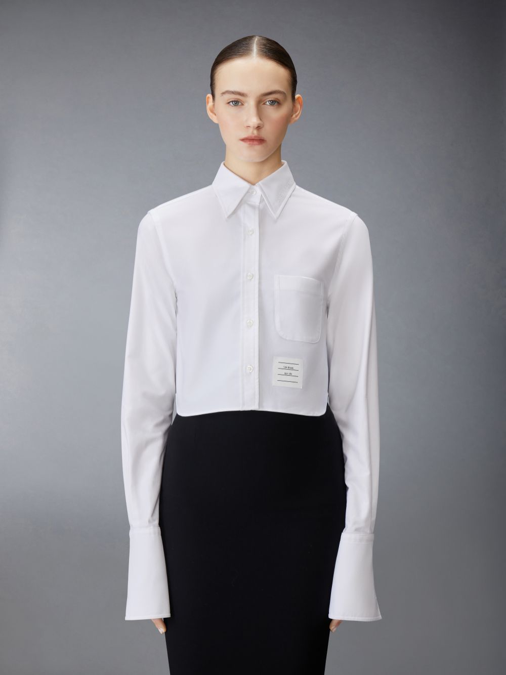 Thom Browne Cotton Nevermore Stitch Cropped レディース シャツ 白 | AHZ87C10876
