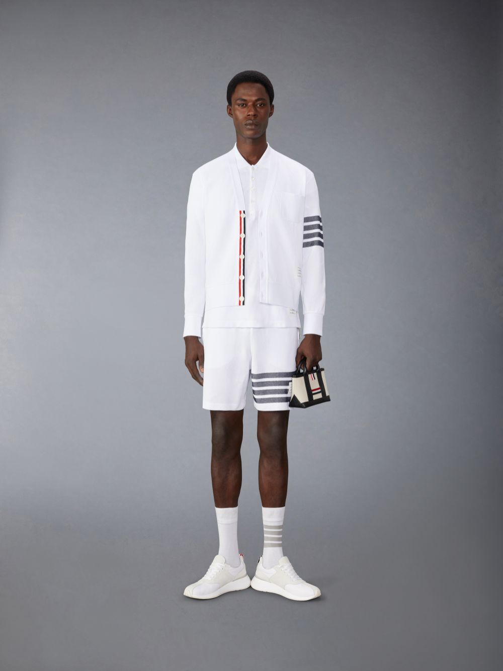 Thom Browne Cotton Pique 4-Bar メンズ ポロシャツ 白 | VHL22G49481