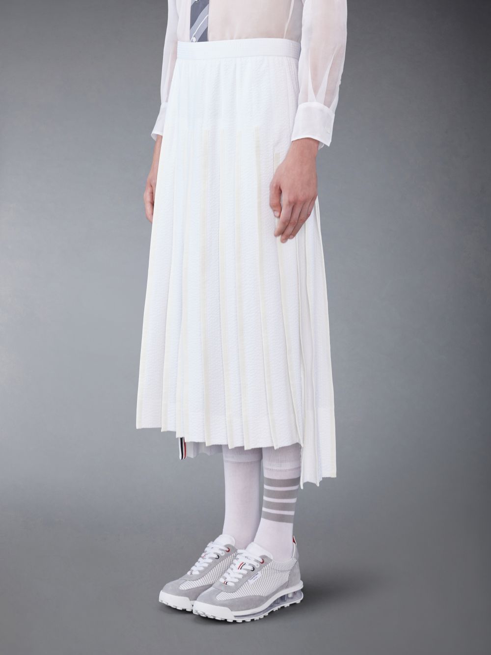 Thom Browne Cotton Seersucker Pleated メンズ スカート 白 | AUS24V49184