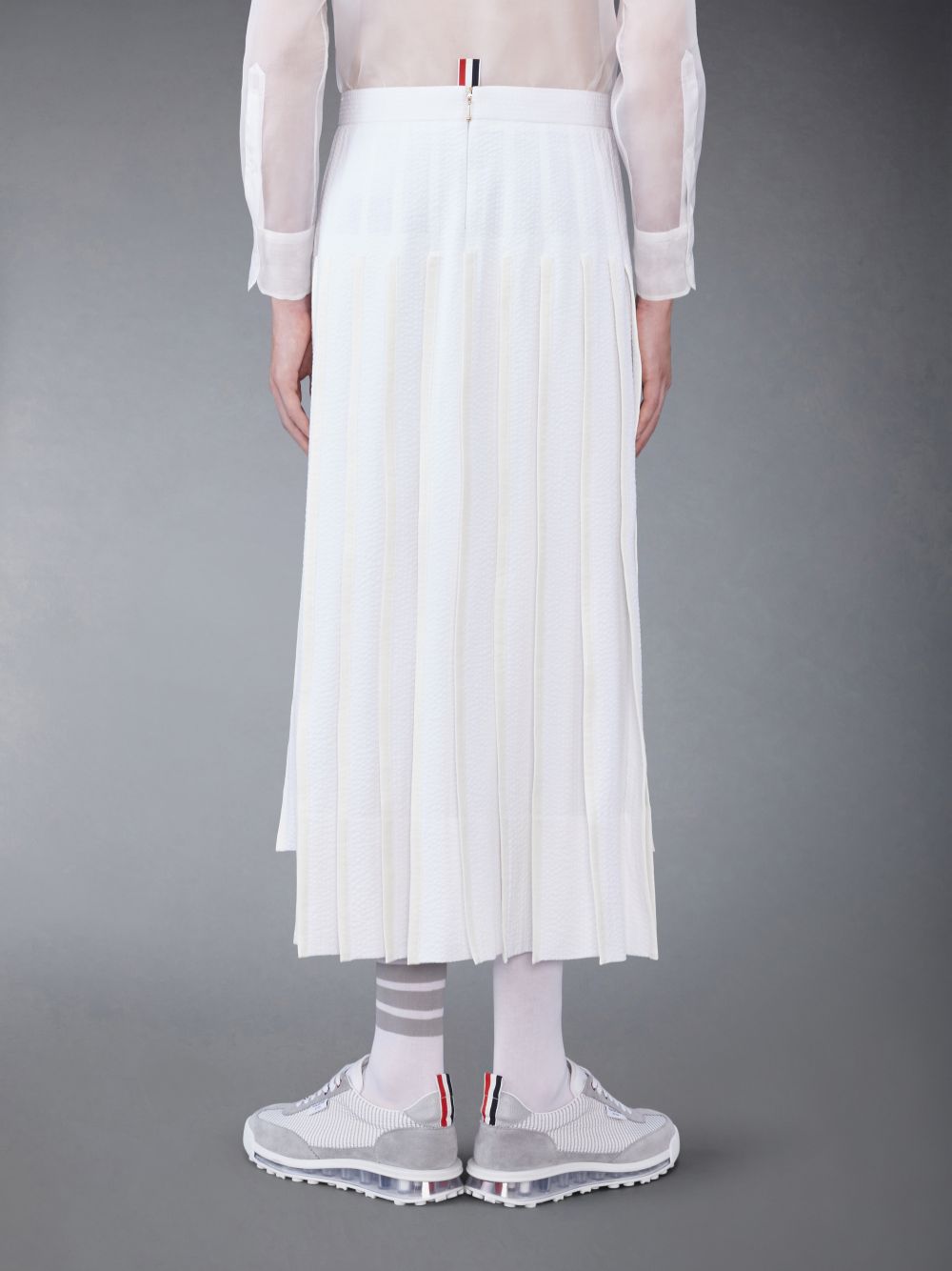Thom Browne Cotton Seersucker Pleated メンズ スカート 白 | AUS24V49184