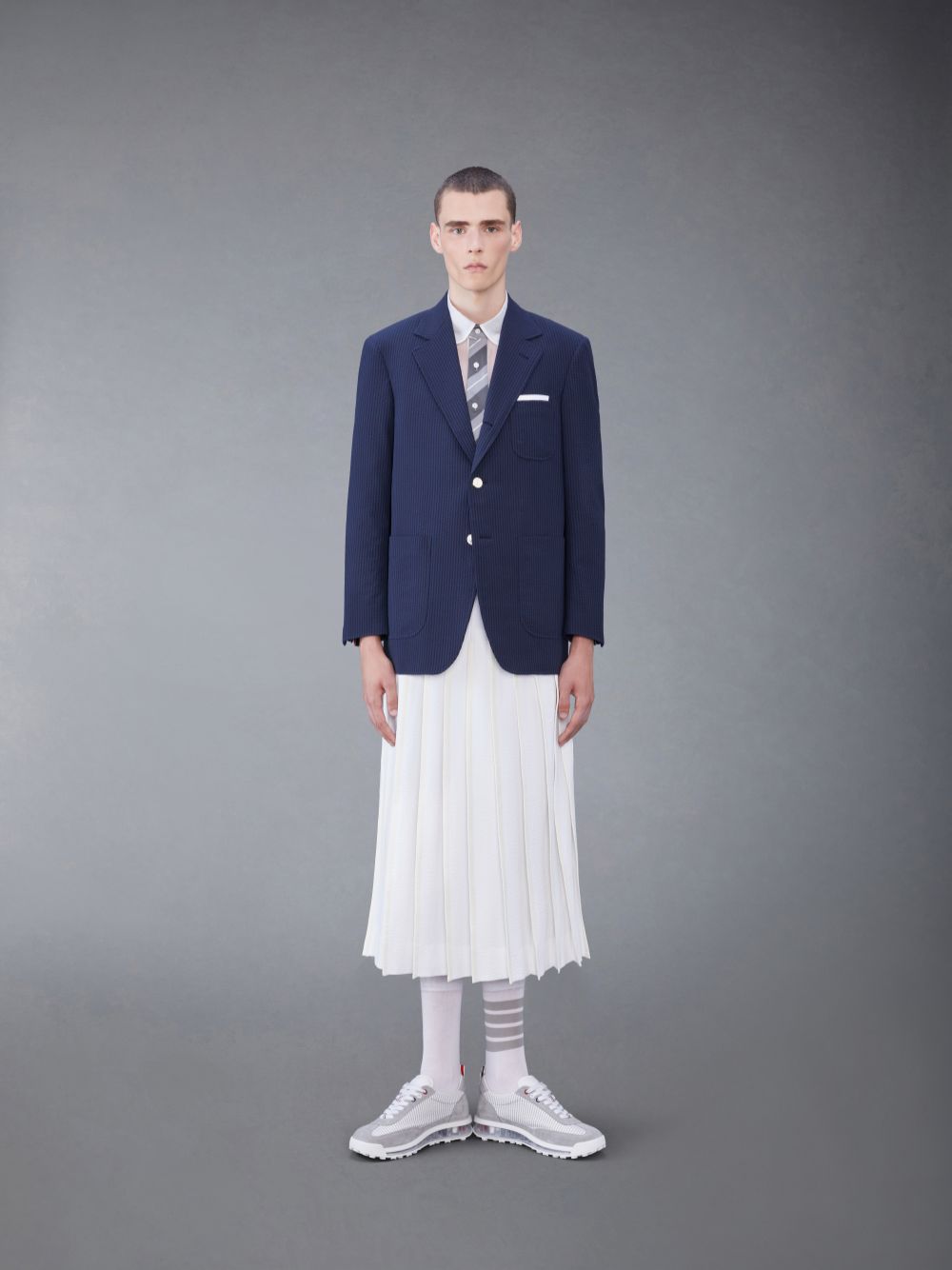 Thom Browne Cotton Seersucker Pleated メンズ スカート 白 | AUS24V49184