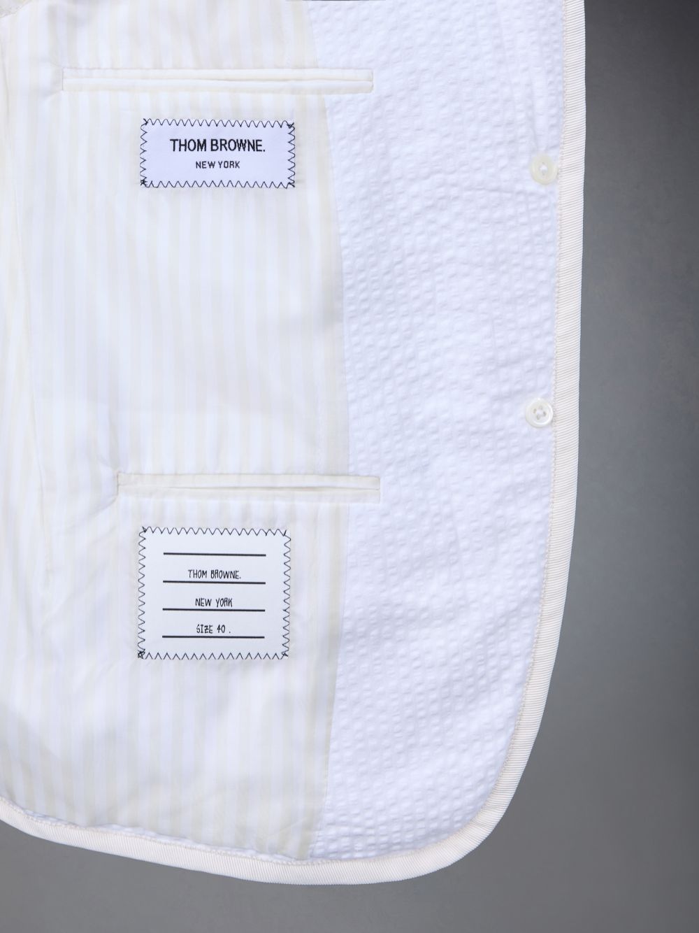 Thom Browne Cotton Seersucker Shrunken Sack Tipping Sport レディース コート 白 | HZJ94H21445