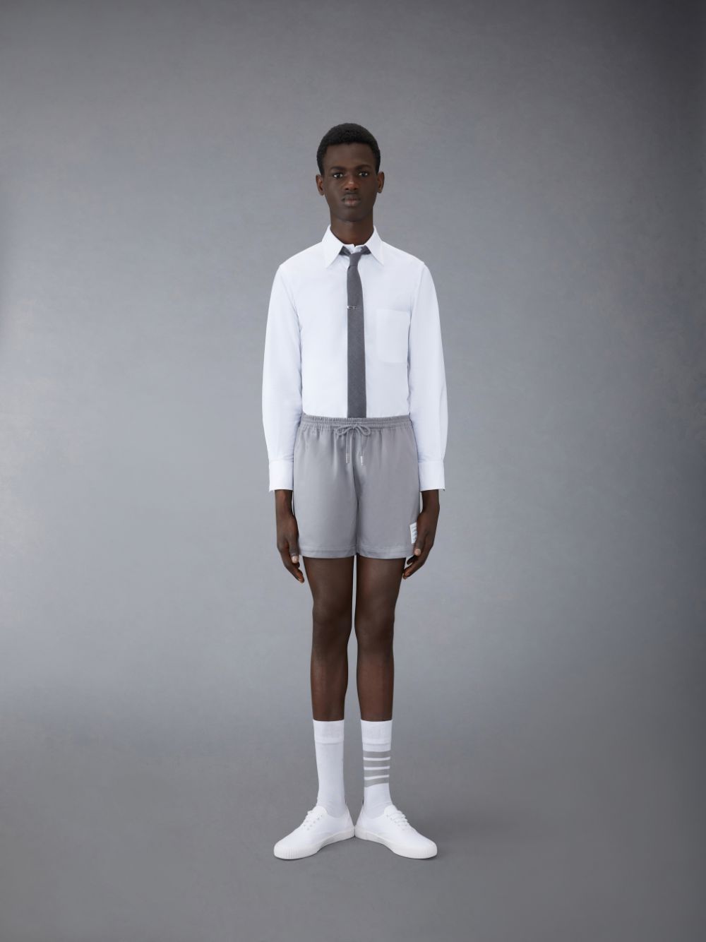 Thom Browne Cotton Twill Drawstring Rugby メンズ ショートパンツ グレー | TES07O36904