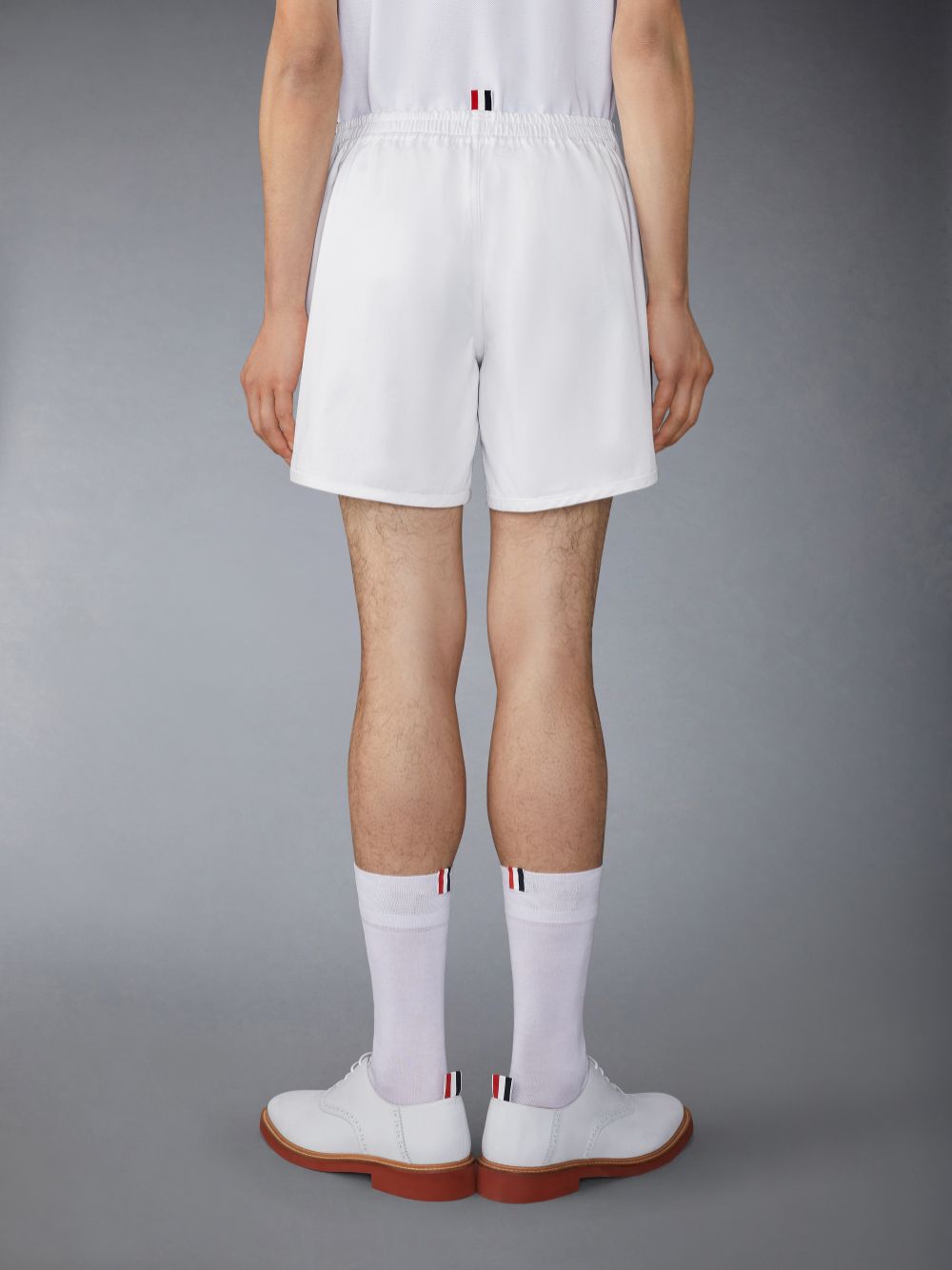 Thom Browne Cotton Twill Elastic Waist Flag Patch Rugby メンズ ショートパンツ 白 | ZWJ56H65173