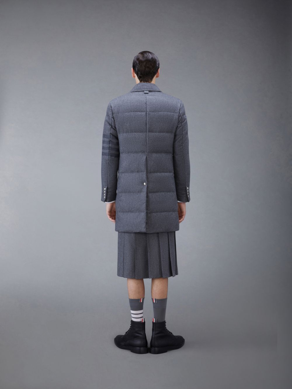 Thom Browne Downfilled Flannel 4-Bar Bal Collar メンズ コート グレー | PVH39U64200