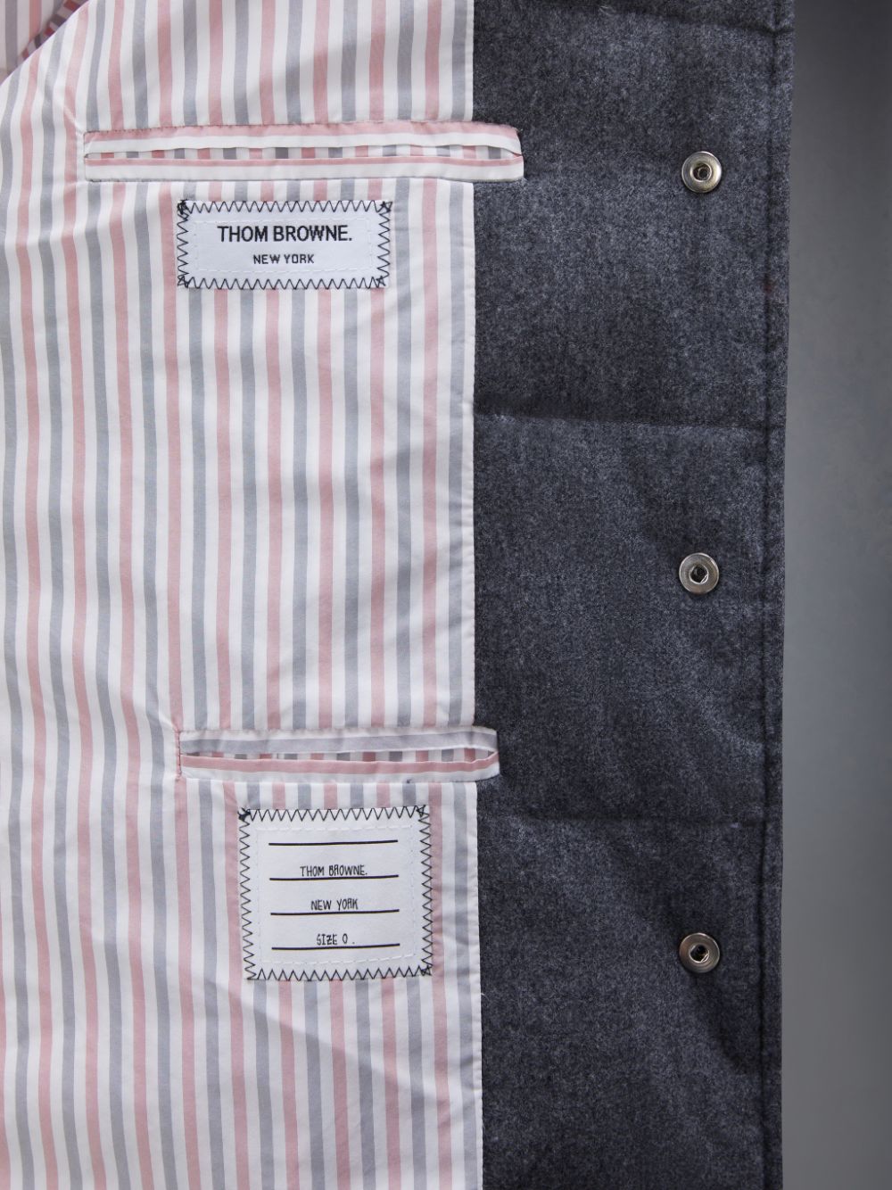Thom Browne Downfilled Flannel 4-Bar Bal Collar メンズ コート グレー | PVH39U64200