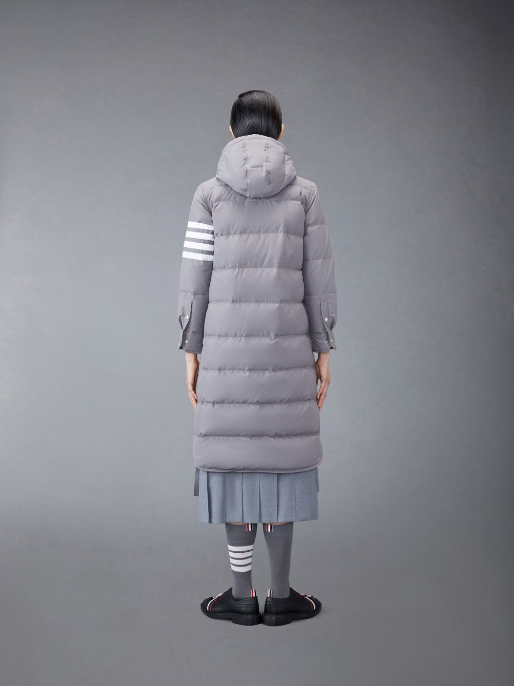 Thom Browne Downfilled Ripstop 4-Bar Hooded Shirtdress レディース コート グレー | PEL06U02767