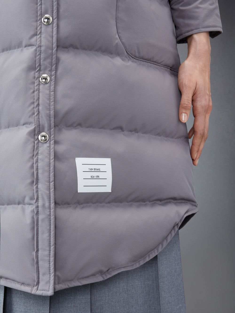 Thom Browne Downfilled Ripstop 4-Bar Hooded Shirtdress レディース コート グレー | PEL06U02767