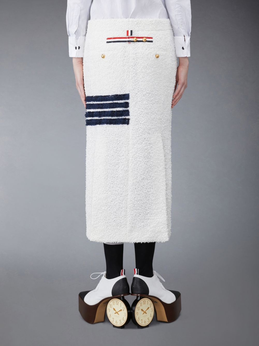 Thom Browne EYELASH TWEED LOW WAIST 4-BAR レディース スカート 白 | PRG99I47509
