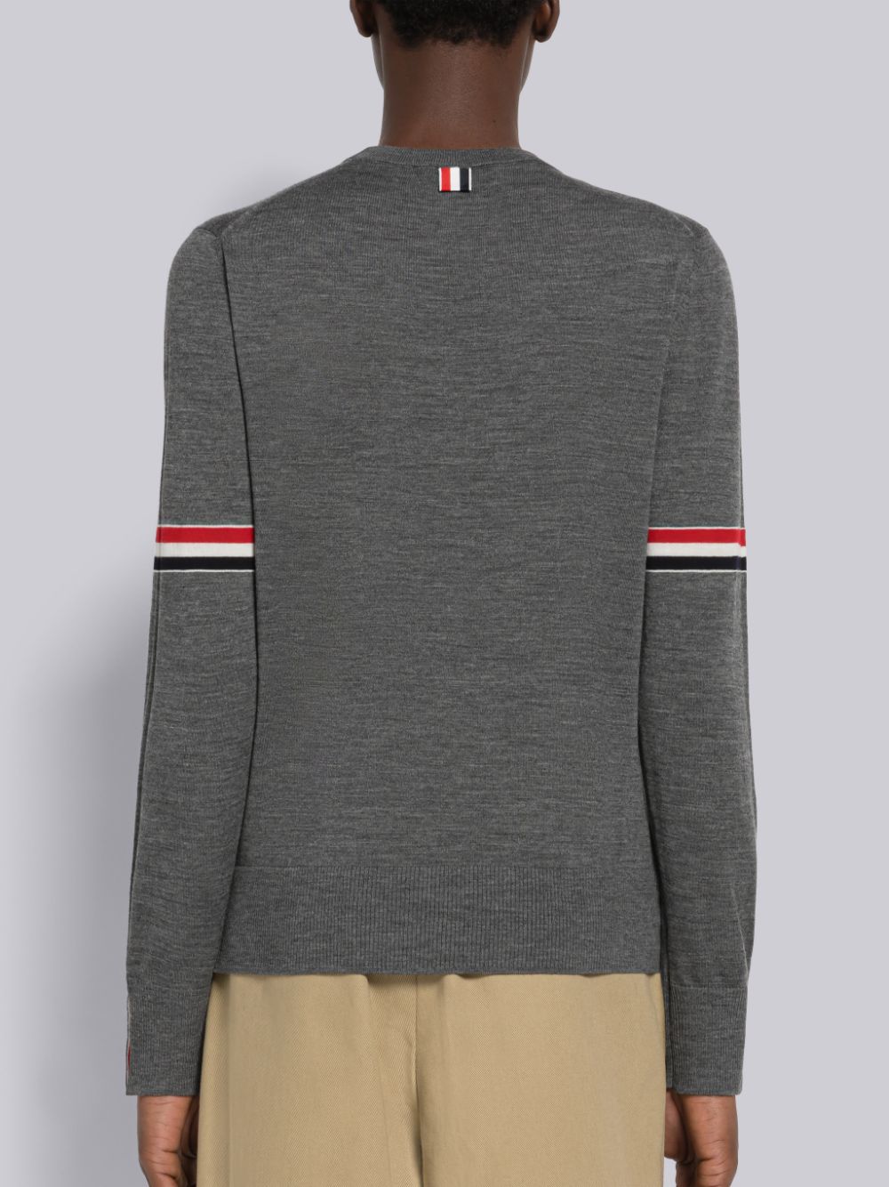 Thom Browne Fine Merino Stripe Crew Neck メンズ プルオーバー グレー | UMA58H44472