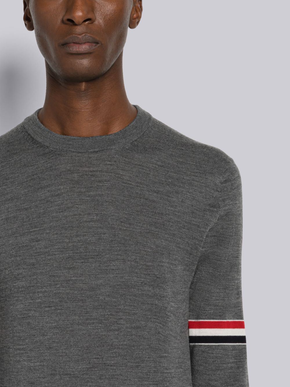 Thom Browne Fine Merino Stripe Crew Neck メンズ プルオーバー グレー | UMA58H44472