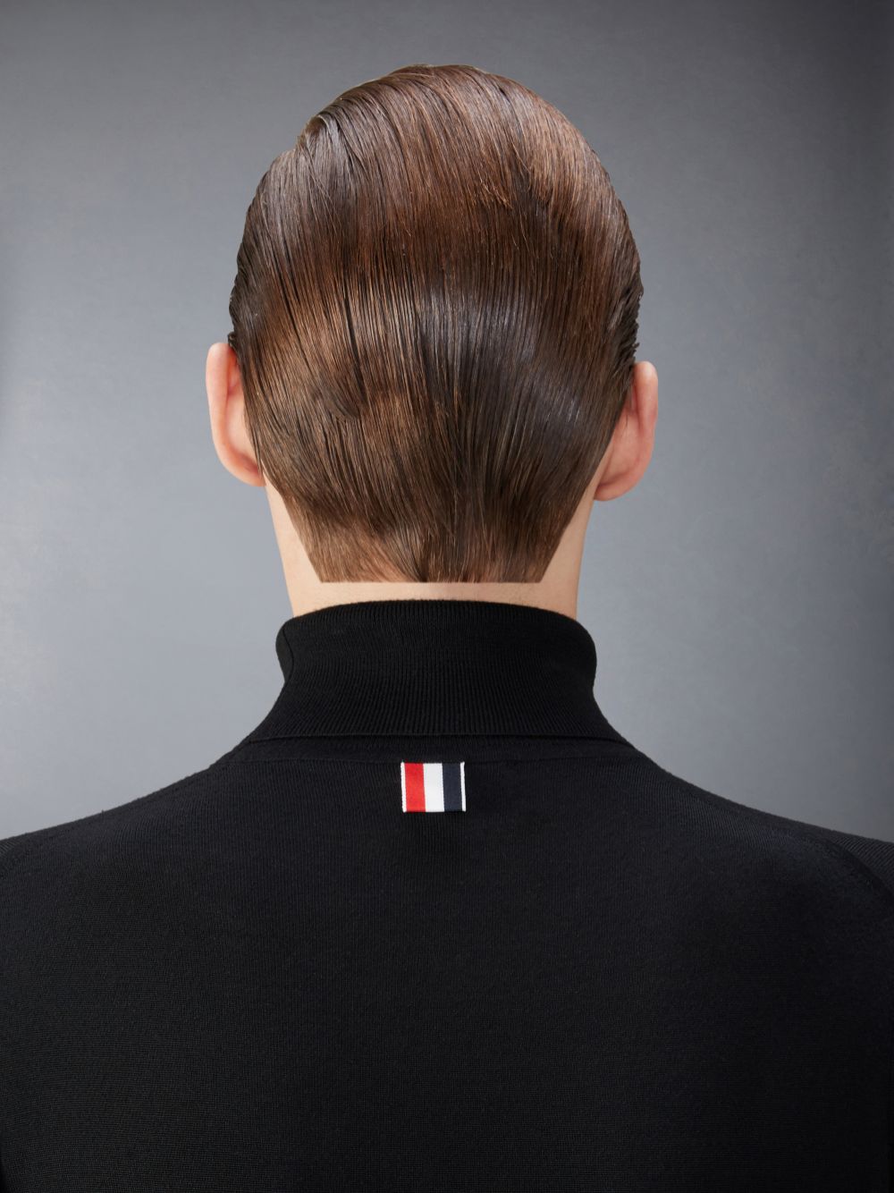 Thom Browne Fine Merino Wool 4-Bar Relaxed Fit Turtle Neck メンズ プルオーバー 黒 | FSF05C63027