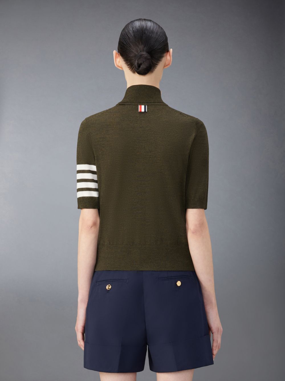 Thom Browne Fine Merino Wool 4-Bar Relaxed Fit Turtleneck レディース Tシャツ 緑 | HPT88Q65054