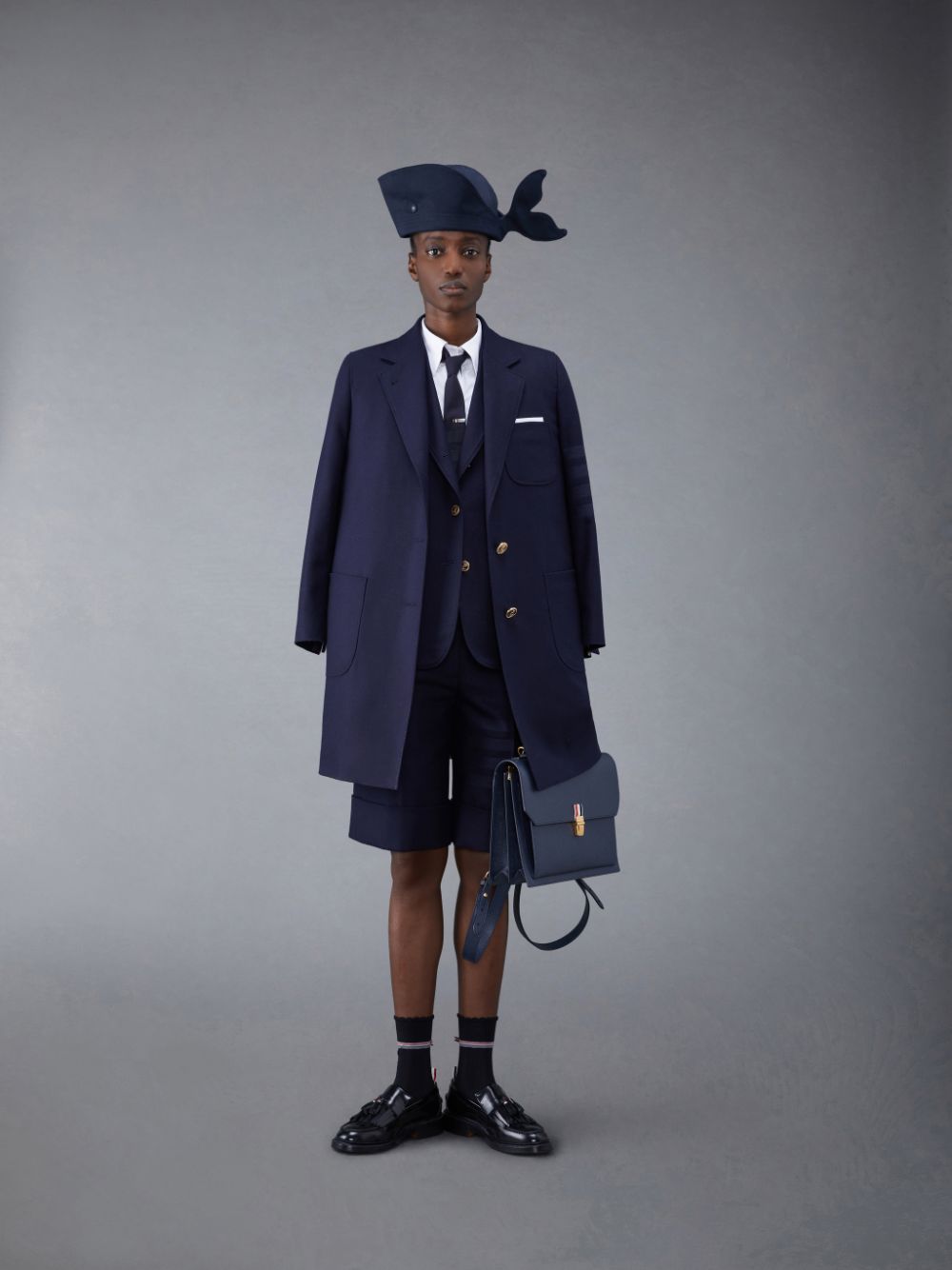Thom Browne Flannel 4-Bar Sack Sport レディース コート 青 | KCF86U18196