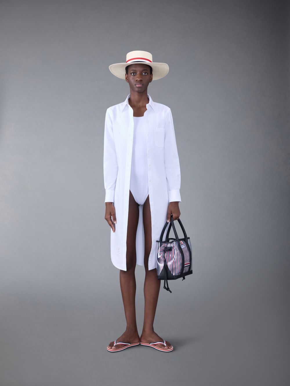 Thom Browne Funmix 4-Bar One Piece レディース 水着 白 | CCR03S46117