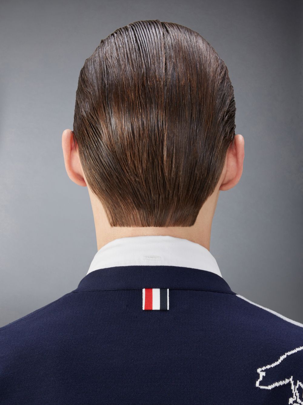 Thom Browne Funmix Cotton 4-Bar Rose and Raven メンズ カーディガン 青 | NPB10D87375