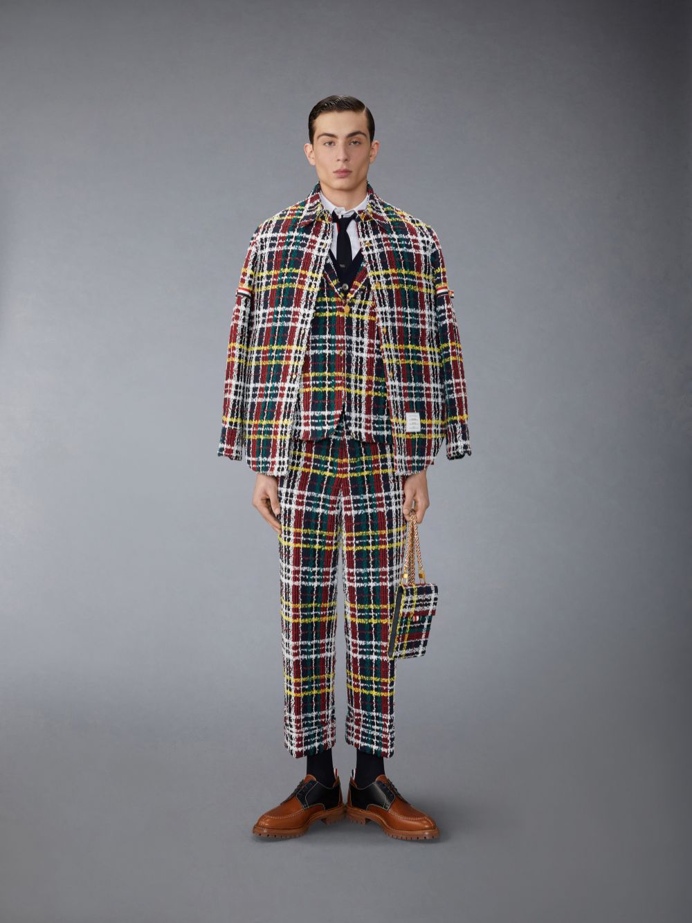 Thom Browne Funmix Merino Wool Herringbone Float Jacquard 4-Bar Classic Crew Neck メンズ プルオーバー 赤 | RZS71J39192