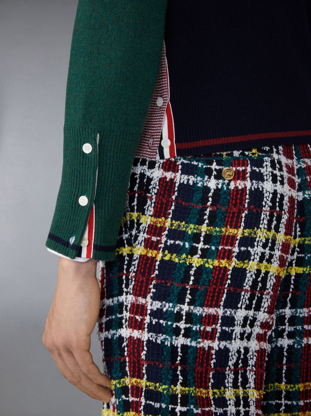 Thom Browne Funmix Merino Wool Herringbone Float Jacquard 4-Bar Classic Crew Neck メンズ プルオーバー 赤 | RZS71J39192