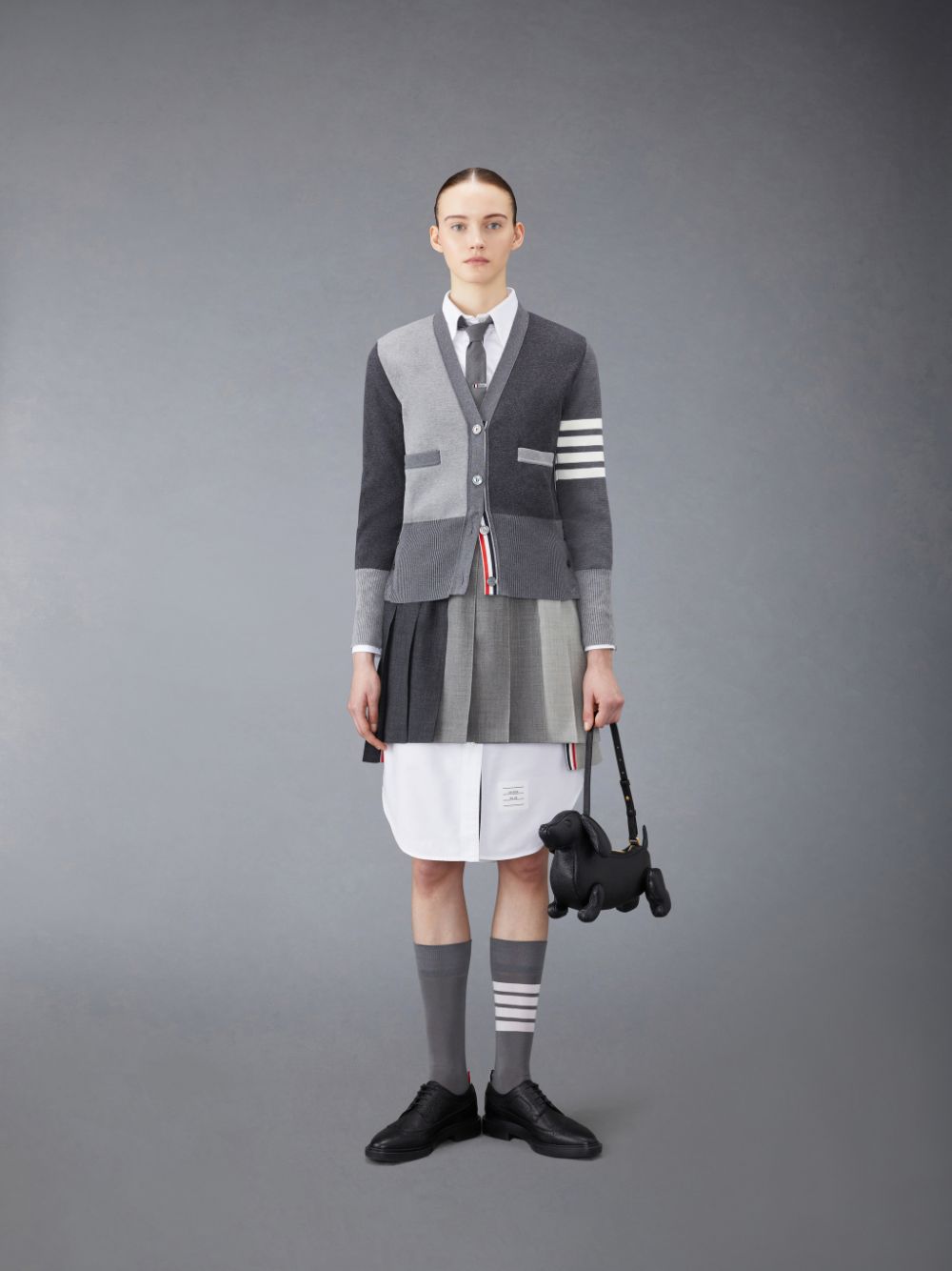 Thom Browne Funmix Wool Fresco Pleated Mini レディース スカート グレー | LLM77M75449