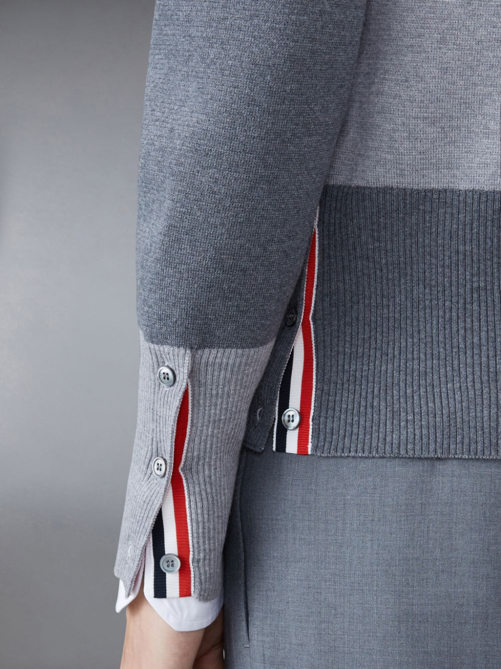 Thom Browne Funmix Wool V-Neck メンズ カーディガン グレー | IYG83Y71577