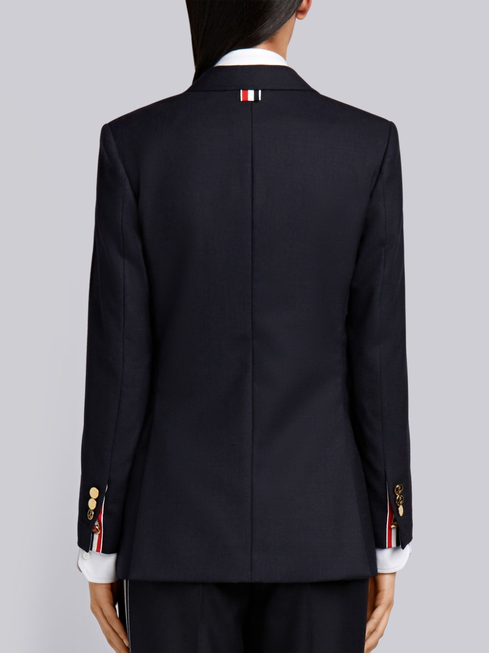 Thom Browne Grey 2-ply Fresco Wool Wide Lapel Sport レディース コート ネイビー | NAZ73X84034