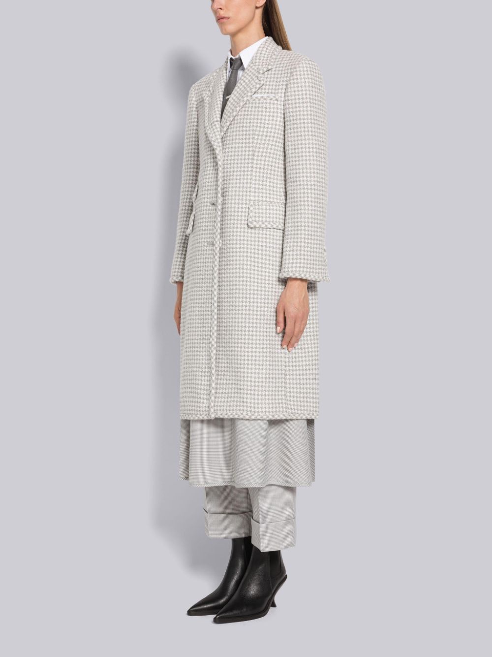 Thom Browne Houndstooth Cashmere Boucle Single Vent レディース コート グレー | OYV90X58394