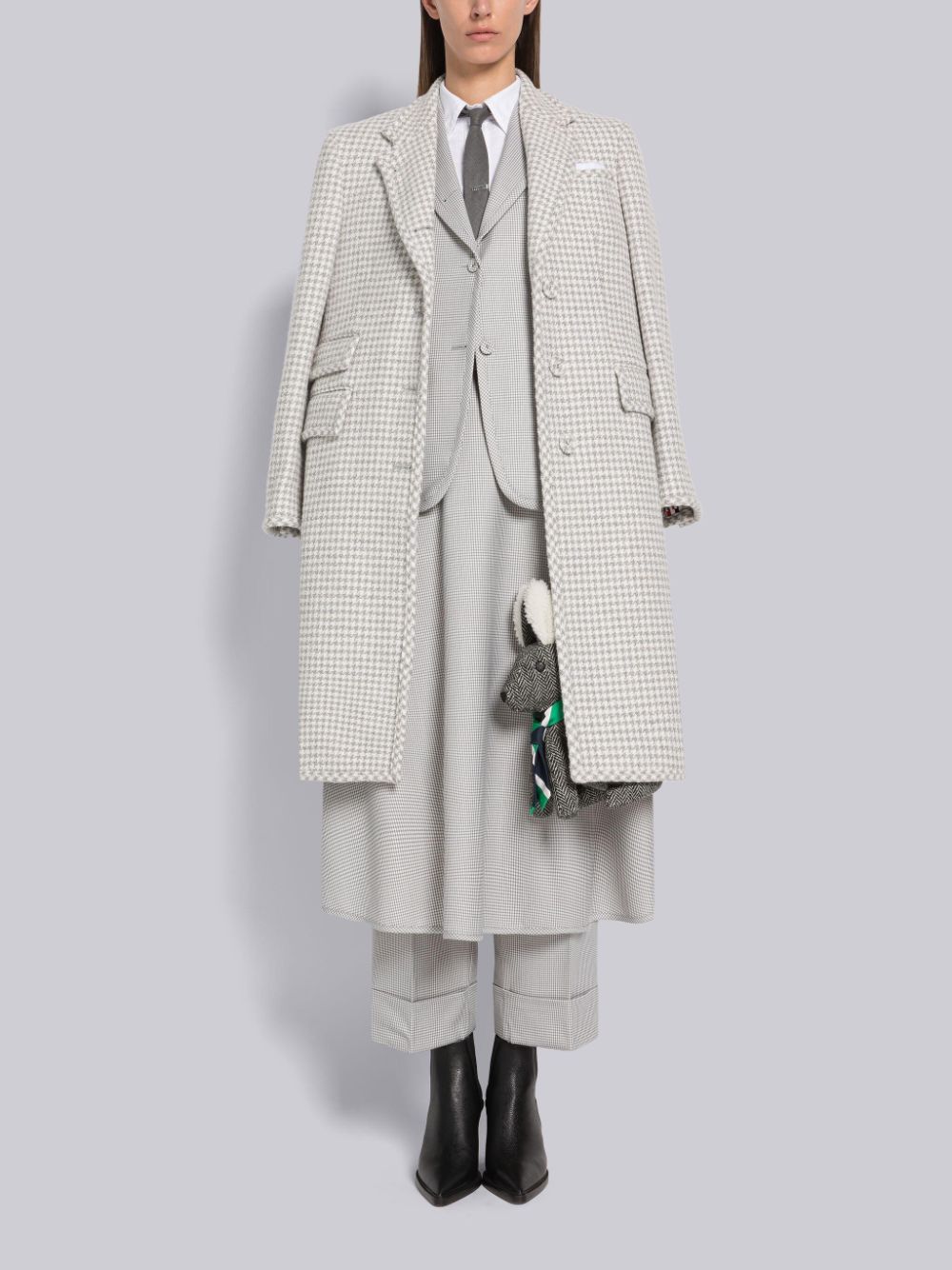 Thom Browne Houndstooth Cashmere Boucle Single Vent レディース コート グレー | OYV90X58394